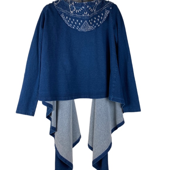 Free People FP Movement  Shibori Swing Cardigan Hoodie Indigo SZ M - Picture 6 of 14